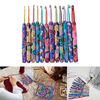 Набор крючков для вязания из 12 предметов, цветные спицы для вязания крючком 2,0-8,0 мм, эргономичные спицы, аксессуары для вязания крючком для рукоделия