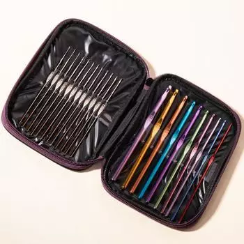 Набор крючков для вязания из алюминиевого сплава из нержавеющей стали, 22 крючка, портативный ручной инструмент для вязания своими руками, игла для свитера One Size розовый