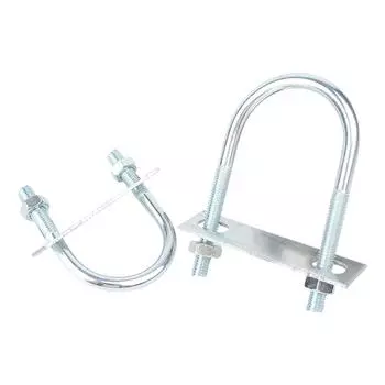 Набор круглых U-образных болтов 2 шт. Крепеж из углеродистой стали с гайками шайбами рамной пластиной для трубы прицепа автомобиля листовой рессоры