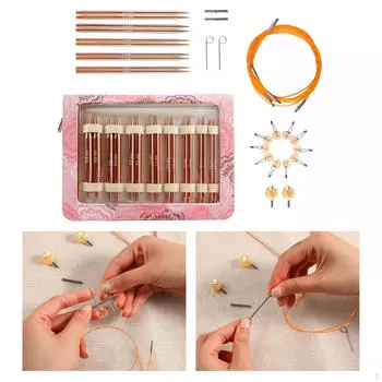 Набор круговых спиц для вязания, сменные инструменты, 13 пар, 3,0–10 мм, алюминий, с сумкой для хранения