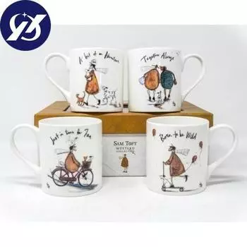 Набор кружек Sam Toft Fine Cna с горчицей (Пакет из 4) One Size белый