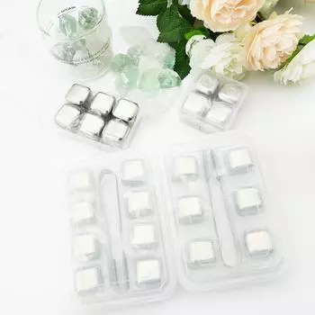 Набор кубиков льда с камнями для виски, многоразовые пищевые кубики льда из нержавеющей стали 18/10, кубик быстрого охлаждения для пива, охлаждающий рок-инструмент для вечеринки 2 pack