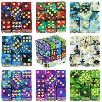 Набор кубиков премиум-класса с квадратными углами и точками D6 для настольных игр, 12 мм, разноцветные цвета, упаковка из 10 шт.