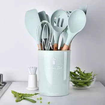 Набор кухонной утвари из 11 предметов, силиконовые кухонные принадлежности для приготовления пищи, антипригарная лопатка, ложка, венчик