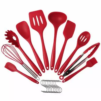 Набор кухонных инструментов shumeifang 10 Silicone Heat, японский сертификат безопасности пищевых продуктов FDA, красный, предметы, кухонная утварь, устойчивая, сковорода, щипцы, лопатка, сертификация,