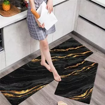Набор кухонных ковриков с абстрактной живописью, моющийся нескользящий длинный коврик из пены с эффектом памяти для ванной комнаты, туалета, черный, зеленый, красный, синий, фиолетовый 40x60cm 1pcs