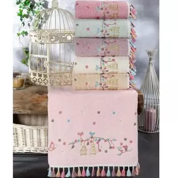 Набор кухонных полотенец из 6 хлопковых полотенец 30x50 с вышивкой и кисточками из хлопка Flora Lattice