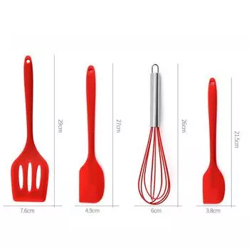 Набор кухонных принадлежностей 5 шт. Силиконовая кухонная утварь с антипригарным покрытием Набор инструментов для приготовления пищи Термостойкая посуда Кухонные принадлежности Красный