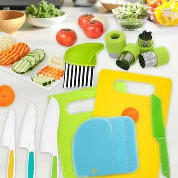 Набор кухонных принадлежностей из 4/13/15/16 предметов для малышей. Безопасный деревянный резак для настоящей готовки с детьми. Детские кухонные принадлежности для выпечки, веселья и обучения. C