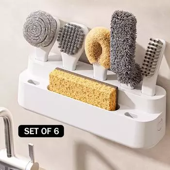 Набор кухонных щеток для мытья посуды, набор щеток для глубокой очистки с держателем для хранения, ручка с чистящими головками для кастрюль, сковородок, бутылок