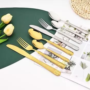 Набор кухонных столовых приборов в стиле ретро в стиле вестерн, обеденный нож, вилка, ложка, посуда из нержавеющей стали 304, роскошный набор столовой посуды с колосьями пшеницы 1Set серебряный