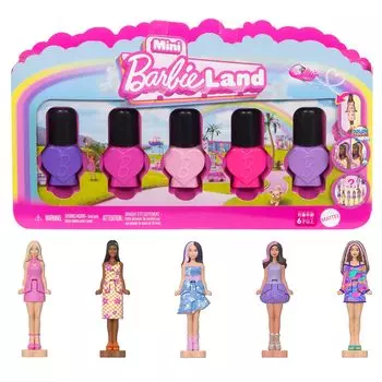 Набор кукол Barbie Mini Barbieland Fashionista Assorted Micro Doll Set Dress Up из 5 предметов для детей от 6 лет и старше, розовый JGL28 (Цвет ногтей) Кукла/Дом