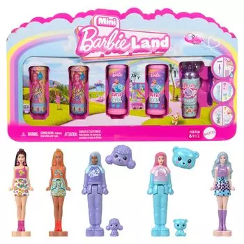 Набор кукол Barbie Mini Barbieland Reveal Series Micro Doll Set Dress Up из 5 предметов для детей от 6 лет и старше, розовый, JGL29, кукла/дом