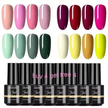 Набор лаков для ногтей ROSALIND, 4 шт./10 шт., стойкий гель-лак для ногтей, набор отмачиваемых УФ-гель-лаков, гибридный гель-лак, Купите 4, получите 4 бесплатно