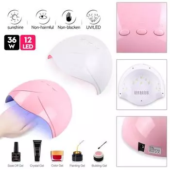 Набор лаков для ногтей Сушилка для ногтей УФ-светодиодная лампа для ногтей Лампа для отверждения гель-лака 60 s/90 s/120 s Таймер ЖК-дисплей Лампа для маникюра