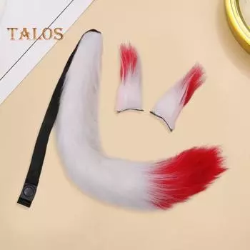 Набор лисьих ушей и хвостов, плюшевый реквизит для косплея, реалистичный дизайн, ролевые игры, вечеринка на Хэллоуин серый