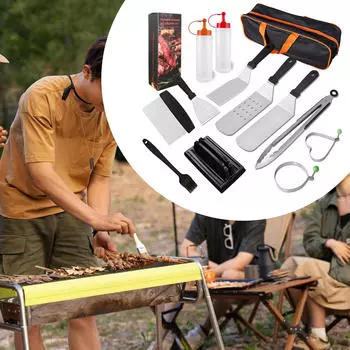 Набор лопаток для гриля, набор принадлежностей для гриля с плоским верхом, набор инструментов для гриля на гриле для барбекю