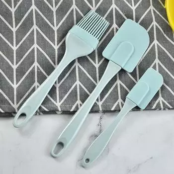 Набор лопаток для торта, 3 шт./компл., многофункциональный термостойкий, удобный, прочный, антипригарный скребок для смешивания, кисть для смешивания синий