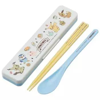 Набор ложек и палочек для еды Skater, 18 см, антибактериальная обработанная коробка для обеда для взрослых, поставляется с силиконовой подушкой и не издает ни звука. Сделано в Японии