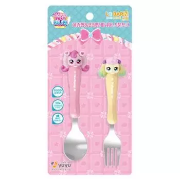 Набор ложек и вилок Leburn Infant Sweet and Sour Catch Tiniping, разноцветные цвета, ложка + вилка, 1 комплект, популярная корейская посуда