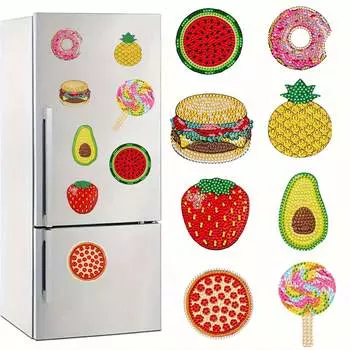 Набор магнитов на холодильник из 8 алмазов, набор магнитов для самостоятельной алмазной живописи для декора холодильника в подарок 6ocs