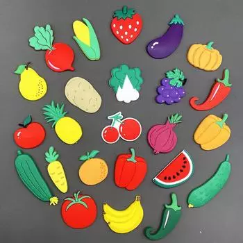Набор магнитов на холодильник из ПВХ для декора холодильника, магниты с героями мультфильмов для детей, забавная магнитная игрушка, креативные магниты с едой и фруктами