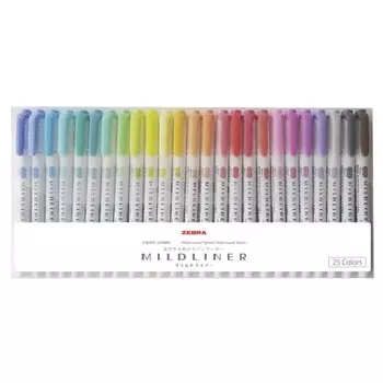 Набор маркеров-хайлайтеров Zebra Mild Liner 25 цветов WKT7-25C