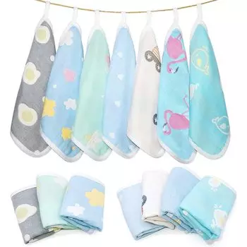 Набор марлевых носовых платков для младенцев, набор для быстрого смачивания лица новорожденного, подарок 7, полотенце, нагрудник, детское полотенце, двустороннее, полотенце, 100% хлопок, 6-слойное