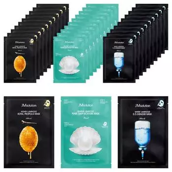 Набор масок JM Solution Mask Pack Honey Glow 10 шт. + Ringer Water Glow 10 шт. + Blue Glow 10 шт., 1 набор