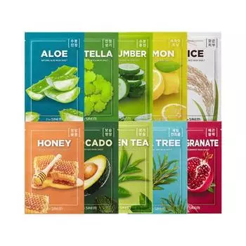 Набор масок Saem Natural (1 лист) (Выберите 1 из 10 типов),Корейский пакет масок Aloe [Moisture soothing]