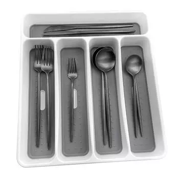 Набор матового серебра, 20 предметов, столовые приборы из нержавеющей стали FAMEWARE, набор столовых приборов из 4 кухонных принадлежностей с выдвижным ящиком-органайзером серебряный