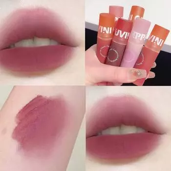 Набор матовой помады со сливочной грязью для губ и бархатным блеском для губ для белого и нежного макияжа A