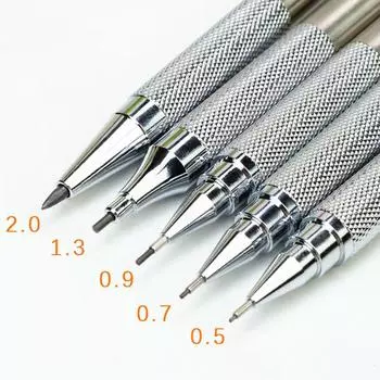 Набор механических карандашей 0,5 0,7 0,9 1,3 2,0 мм, цельнометаллический художественный рисунок, живопись, автоматический карандаш с стержнями, офисные школьные принадлежности