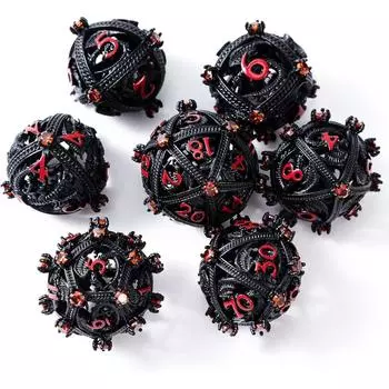 Набор металлических кубиков DND, уникальный дизайн сферы сокровищ дракона, красивые металлические кубики D&D с драконом для ролевых игр (RPG), Потрясающий набор D и D красный/чёрный