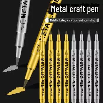 Набор металлических ручек из золота и серебра: В комплект входят маркер для выделения, ручка-чернила и ручка для копирования подписей Baixitu для открыток и приглашений.