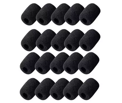 Набор микрофонных поролоновых насадок 20 мм x внутренний диаметр для гарнитур и интеркомов, 20, черный, 15 мм, 5 мм, защита от шума,