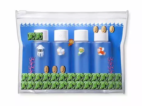 Набор мини-бутылок Super Mario Travel Clear Pouch и (Подводный курс)