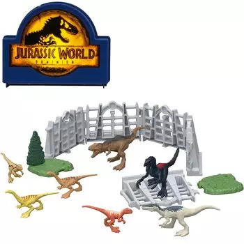 Набор мини-фигурок Mattel Jurassic World New Ruler с футляром для чистки, возрастом от 1 года и HJB15 (МИР ЮРСКОГО ПЕРИОДА) [Игрушка Динозавр] [4 вверх]
