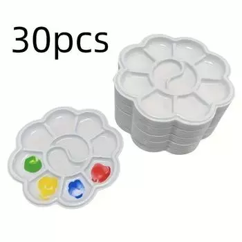 Набор мини-палитр из 30 штук в форме цветка, идеально подходит для смешивания акварели, акрила и гуаши - Художественные принадлежности