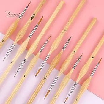 Набор миниатюрных кистей премиум-класса, 11 шт., тонкая детализация, мягкая нейлоновая щетина, деревянные ручки, акварельная кисть 11pcs