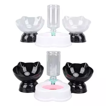 Набор мисок для корма и воды для кошек, защита шеи 3 в 1, двойная миска для кормления кошек и автоматический дозатор воды Type1