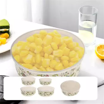 Набор мисок для смешивания из 5 предметов с крышками, круглые многофункциональные миски с цветочным узором для еды