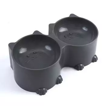 Набор мисок для воды и еды для домашних животных, дизайн для кошек, высокие миски для кормления кошек, приподнятые миски для щенков, наклонные, приподнятые, защитные миски, товары для животных чёрный