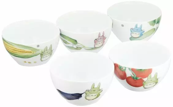Набор мисок Noritake (5 кусков) (другая картина) 11 см Мой сосед Тоторо Овощная серия Подходит для микроволновой печи Можно мыть в посудомоечной машине 5 предметов Белый Тонкий