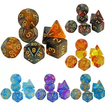 Набор многогранных кубиков DND, двухцветные игровые кости, настольная игра для бара, клуба, вечеринки