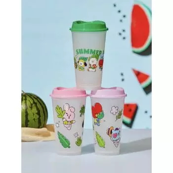 Набор многоразовых чашек Line Friends BT21 Summer Rain (473мл) (2 варианта) #1SET