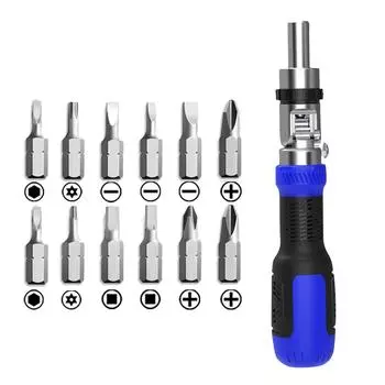 Набор многоразовых отверток 13 в 1, сверхнадежная отвертка, ремонтный комплект One Size синий