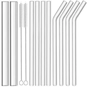 Набор многоразовых стеклянных трубочек, большие прозрачные стеклянные трубочки Боба, широкие трубочки для смузи, молочных коктейлей Bubble Tea, Popping Pearls
