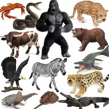 Набор моделей животных ручной работы: Северный олень, белка, рыжая лисица, белохвостый олень