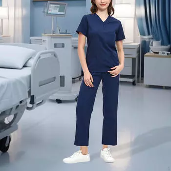 Набор модных женских скрабов со стильным верхом и низом для работников здравоохранения S